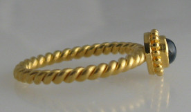 granulated 22K gold ring 4mm blue topaz size 5.5  